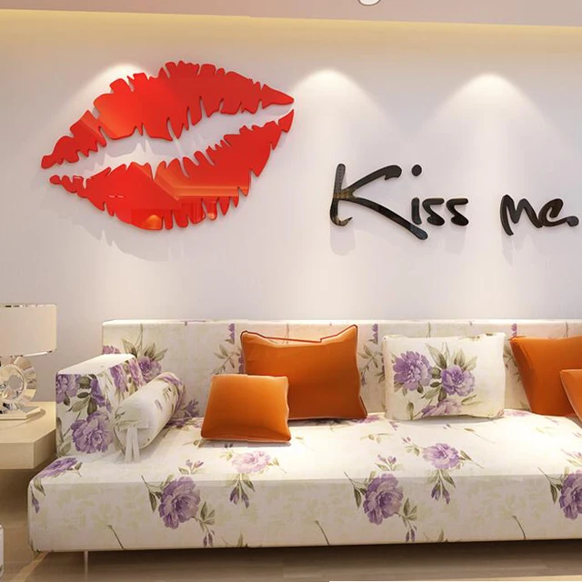 Kiss Me Wall Sticker Wedding Decoration Warm Living Room Bedroom Kiss Me Wall Sticker Wedding Decoration Warm Living Room Bedroom Bed Decor Stickers