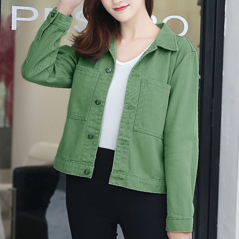 

Jeans Jacket Women Long Sleeve Denim Jackets Fashion Casual Plus Size Women Coats and Jackets Solid Slim Jaqueta Feminina