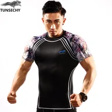 New Men s Compression Shirts Fashion Prints Fitness Skin Tights short sleeves Tshirt CPD TUNSECHY Brand