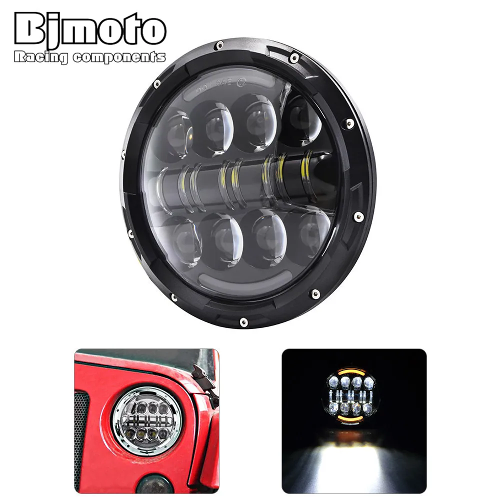 

HL-040 7" 80W Round LED Headlight 6000LM H/L Beam Head Light with Bulb DRL for Jeep wrangler TJ LJ JK for Harley Touring Trike