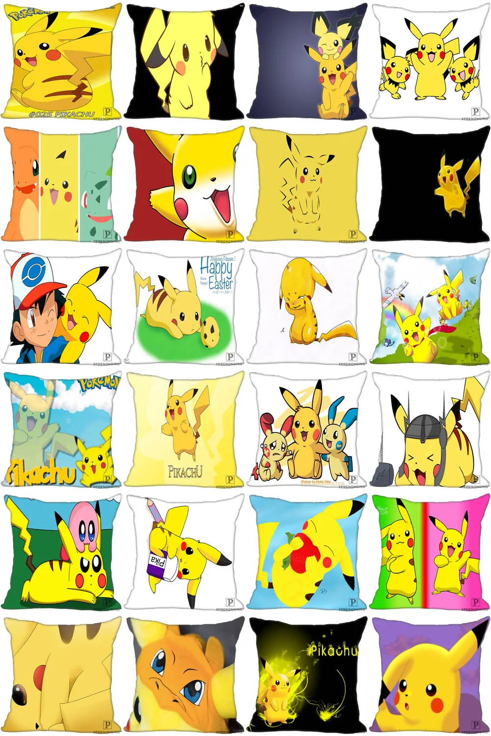 Заказная декоративная наволочка Pokemon Pikachu квадратная Наволочка на молнии 35X35,40x40,45x45 см(с одной стороны) 180527-21-13