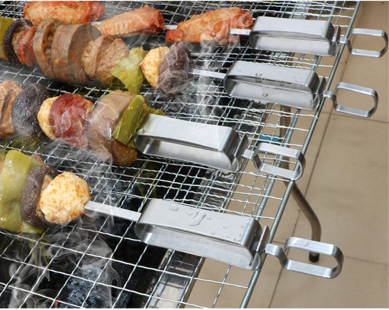 13.5'' Barbecue Skewers Flat Metal Stainless Steel BBQ Grill Shish Kebab Large Skewer Sticks Needle Outdoor Accessories Tools