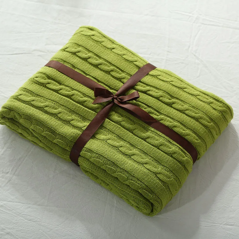 

6 colors optional comfortable soft modern fashion cotton knitted blanket bed / sofa / aircraft / travel breathable portable