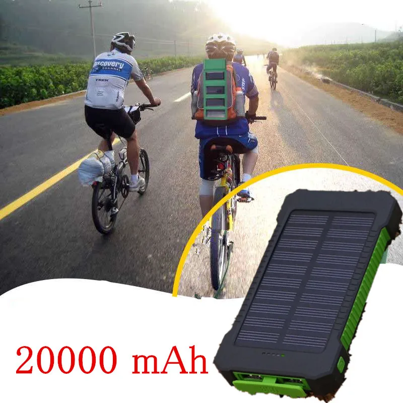 2018 New Portable Waterproof Solar Power Bank 20000mah Dual-USB Battery Charger powerbank for all Phone Universal | Мобильные