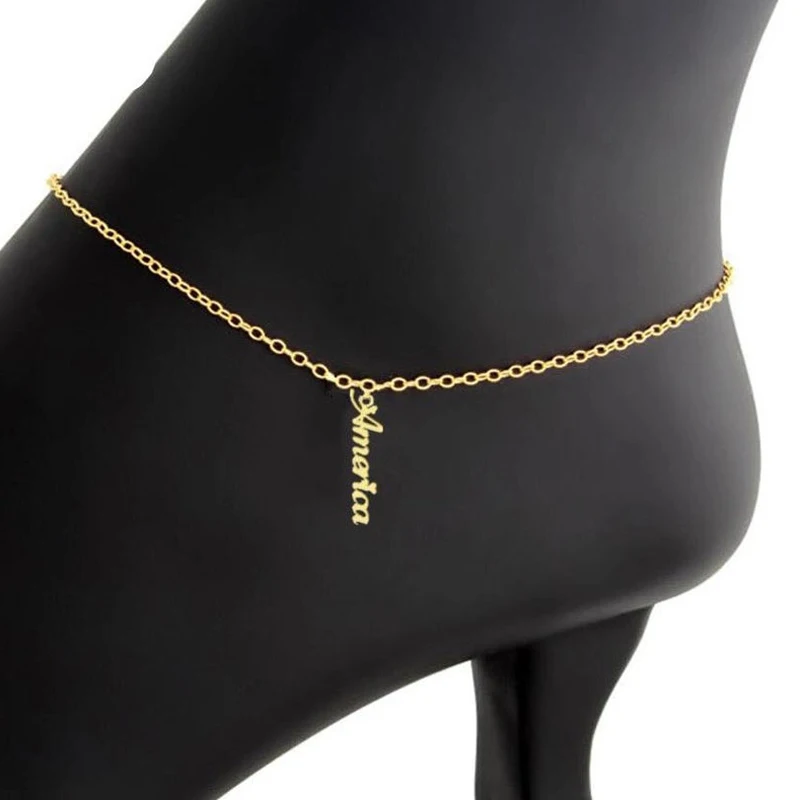 Custom Vertical Name Anklets Personalize Name Anklet Foot Bijoux Femme Bridesmaid Gift Stainless Steel Chain Jewelry Accessories цепь для тела bijoux indiscrets magnifique bra chain серебристая