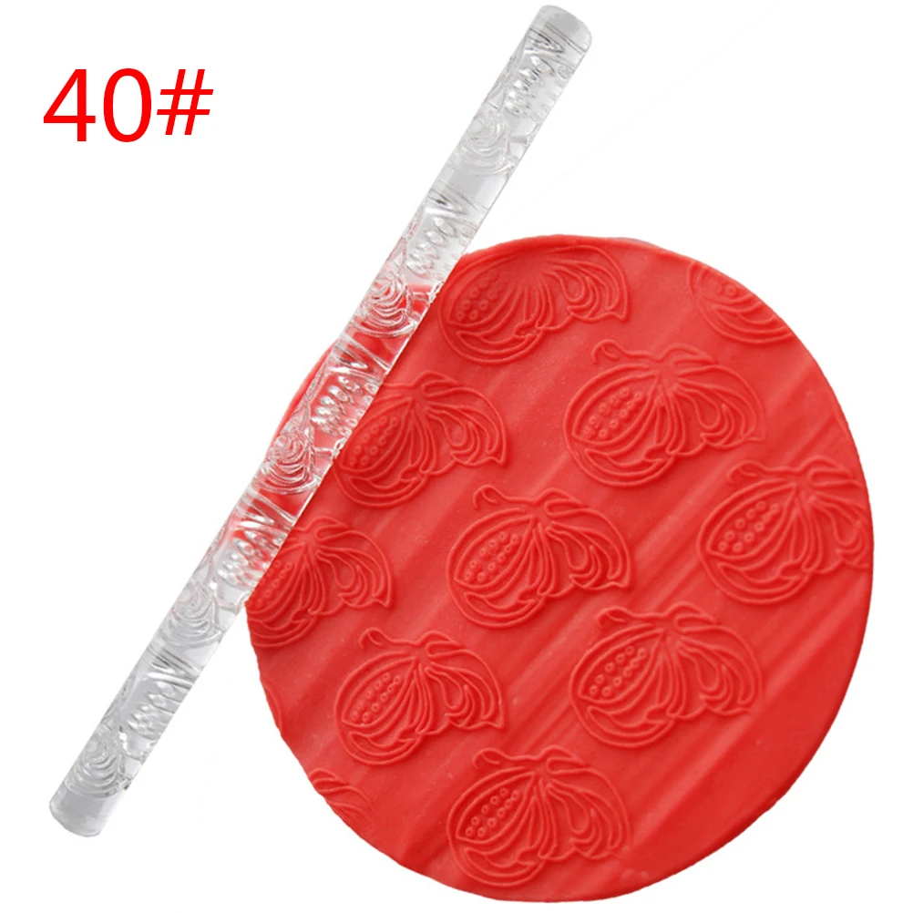 Embossing Decorating Rolling Pin Fondant Sugar Craft Cake Baking Tool Non stick Textured