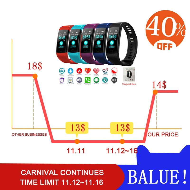 

Colorful smart watch women Pedometer IP67 waterproof women watch 2018 new sport smart watch ladies digital watch PK mi band 3