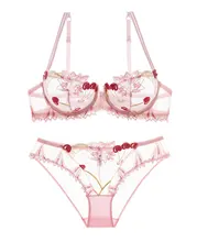  Yhotmeng Super thin lace bra ladies wind embroidery intimates set transparent bra sets push up bra fashion sexy lingerie 