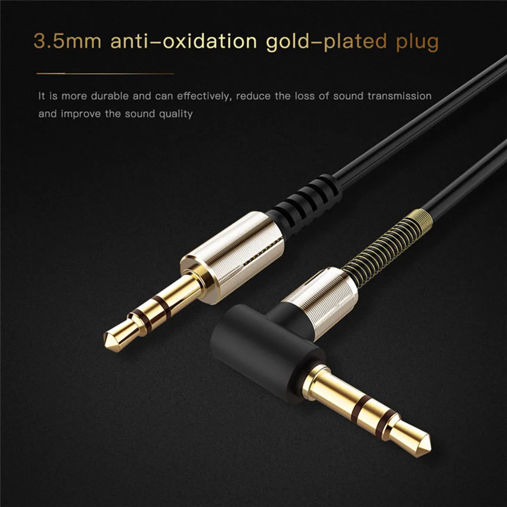 

3.5mm 90 Degree Male To Male AUX Cord Spring Audio Cable Audio Cable Male-Male AUX Cable Headphone Beats Speaker For iPhone Car