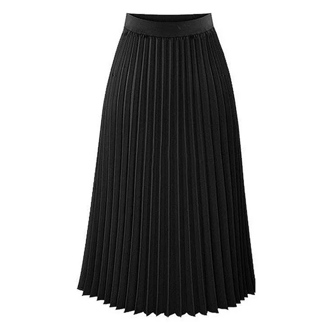 

Fashion Women's High Waist Pleated Solid Color Length Elastic Skirt Promotions Lady Black Pink Party Casual Skirts Plus Size