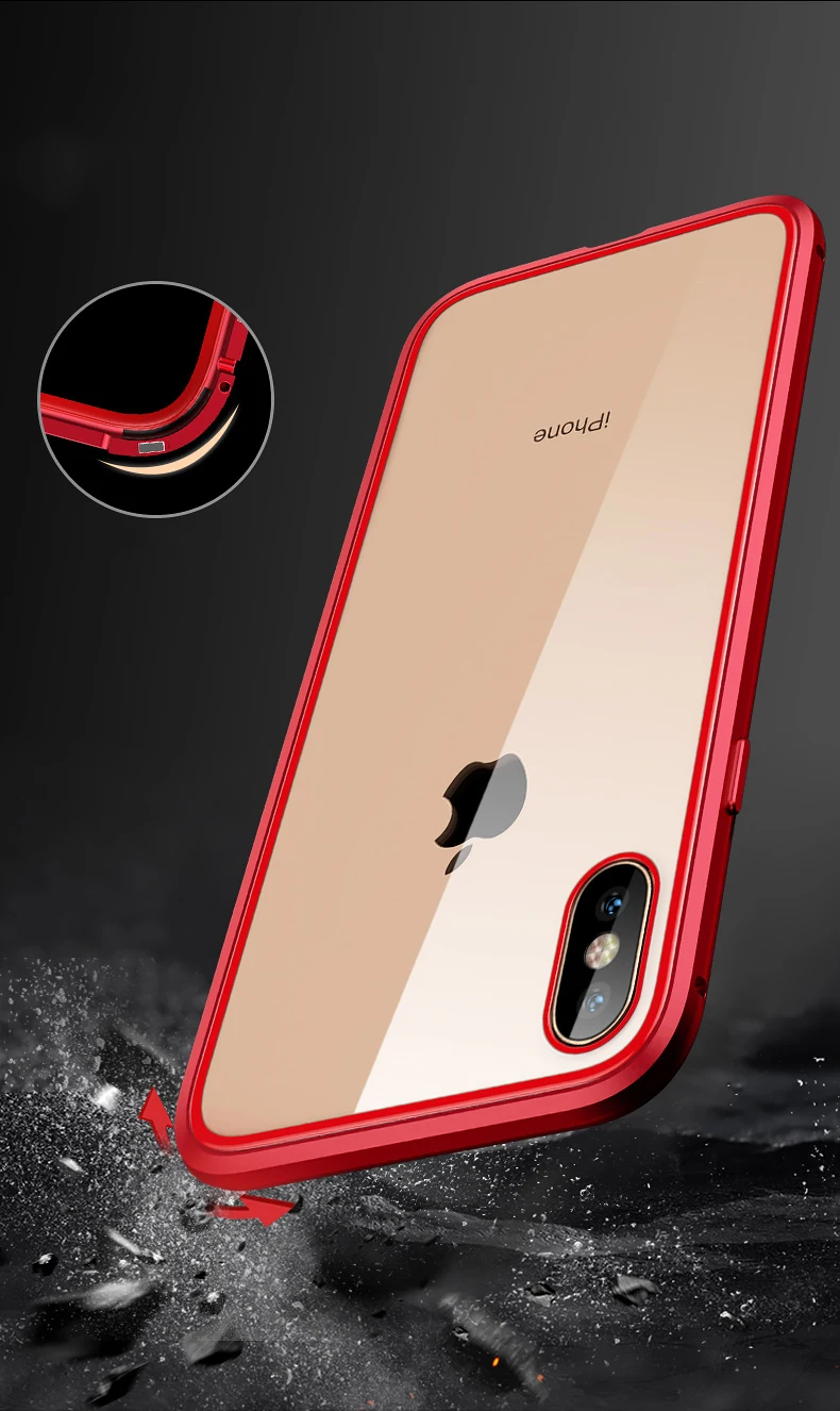 360 Полный чехол Магнитный чехол для телефона для iPhone 11 XS MAX XR XS 8 8 Plus Алюминиевый металлический бампер для iPhone 7 6 6S стеклянный чехол