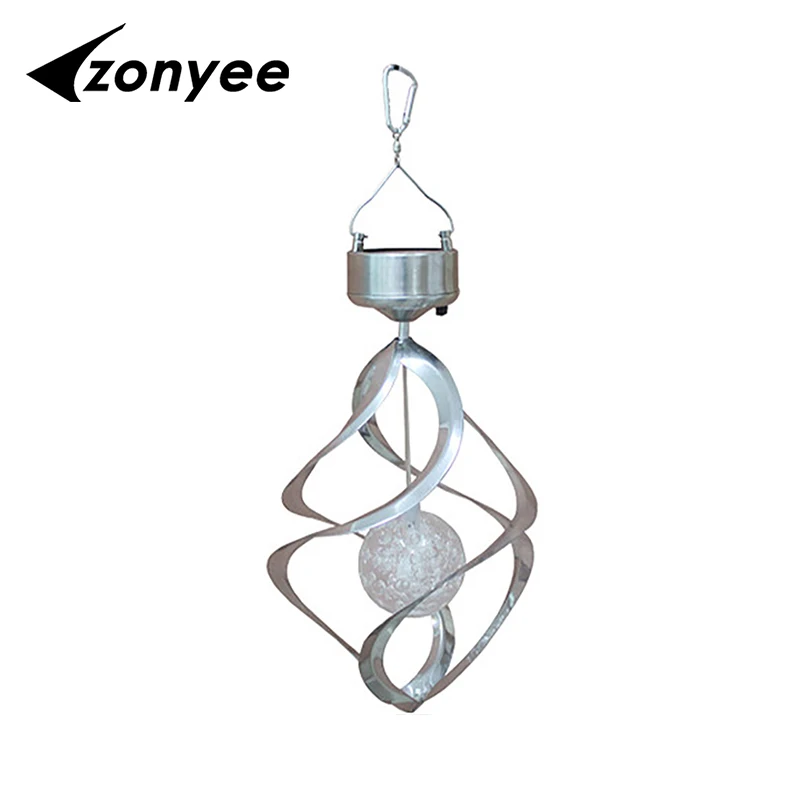 

Zonyee Color Changing Solar Powered LED Wind Chimes Wind Spinner Outdoor Hanging Spiral Garden Light Courtyard Decoration