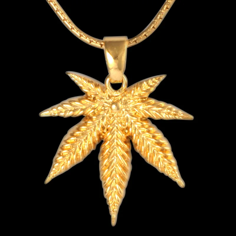 

Jewelry gift Gold Color Jewelry Maple Tree Small Weed Herb Charm Necklace Maple Leaf Pendant Necklace Hip Hop Jewelry