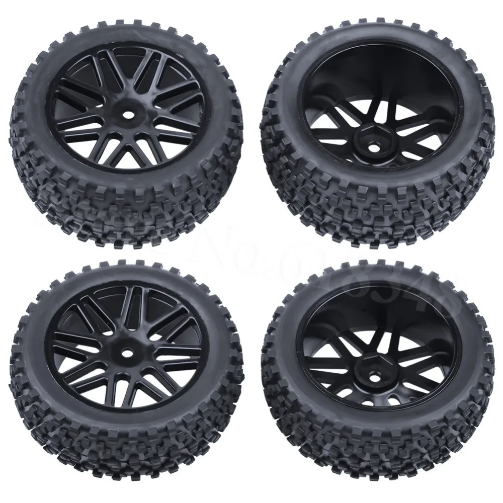 1//10 Scale Off Road Buggy Tires /& Wheel Rims Set Front and Rear 12mm Hex Hubs with Foam Inserts for RC Hobby Car Hobbypark 4-Pack