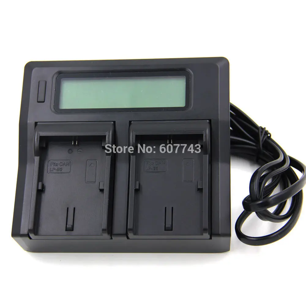 LPE6 LP E6 LP E6N LCD Twin Double Dual Battery Charger For Canon 70D