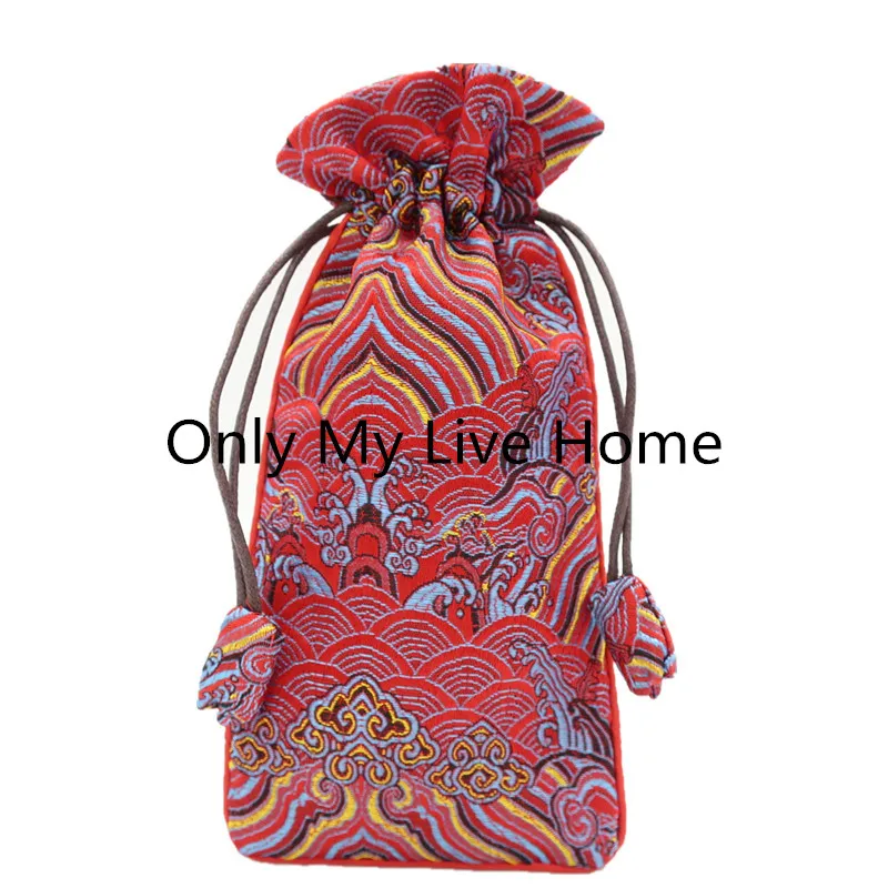 Китайский стиль длинные мешочек из шелка для украшений Drawstring Подарочная упаковка Сумки Ткань Путешествия телефонные чехлы гребень чехол для хранения с подкладкой