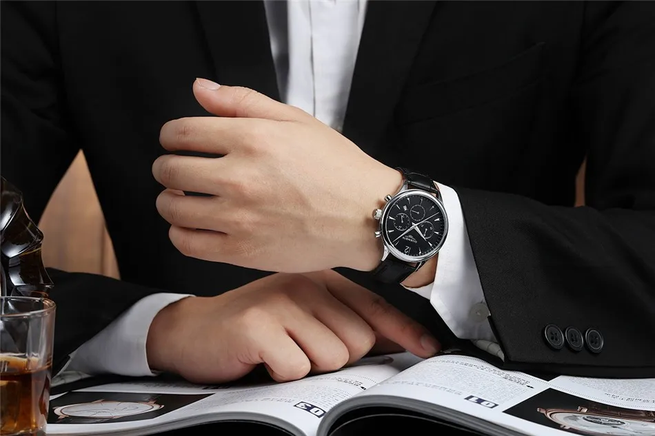 GUANQIN Luxury Watches Men Top Brand relogio masculino relojes Fashion Wristwatch Men Sport Leather Strap Quartz Watch Montre Homme (11)