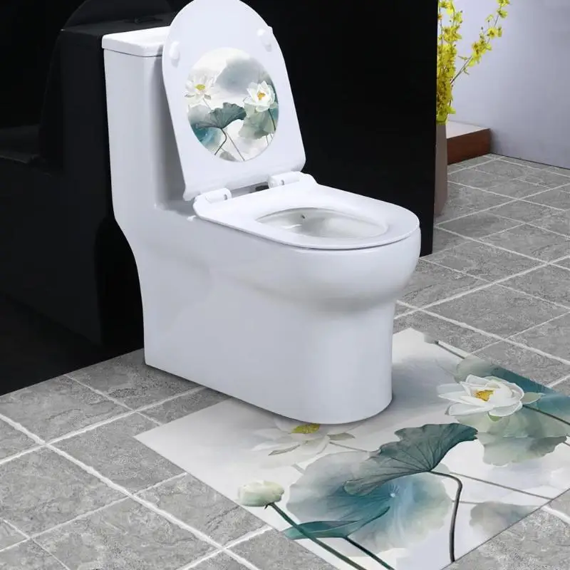 

Toilet Cover Mats PVC Bathroom Anti-skid 3D Self-adhesive DIY Waterproof Floor Sticker for Household Bathroom Toilet Seat Pad