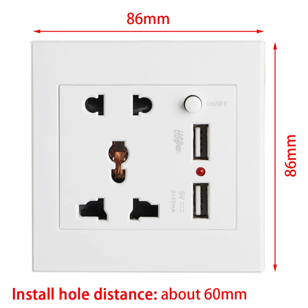 Настенная розетка, домашняя фурнитура, сосуд, зарядное устройство, адаптер питания, порт, розетка, панель, анти-воздействие, легкая установка, двойной USB
