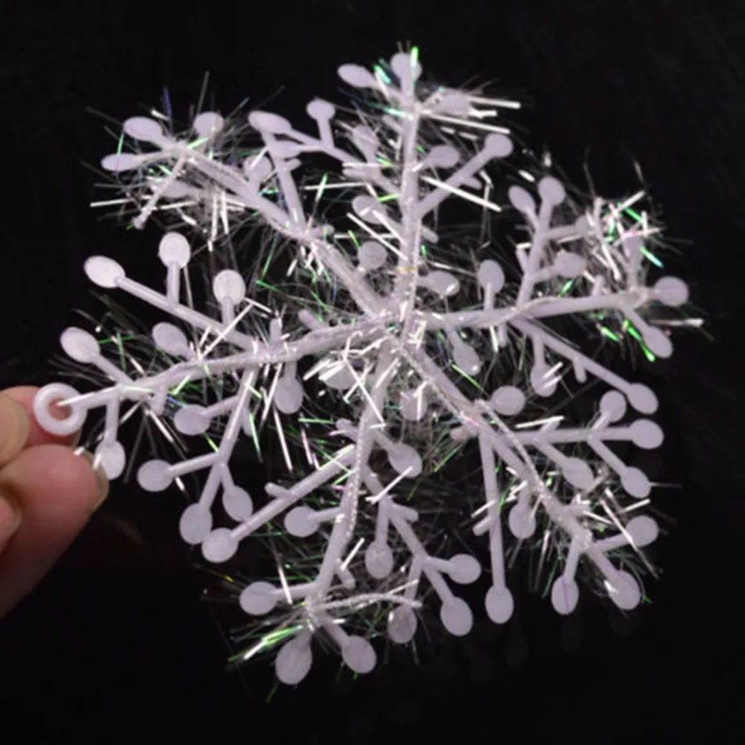 DIY 30/60PCS Classic White Snowflake Ornament Christmas Tree Hanging Decorations