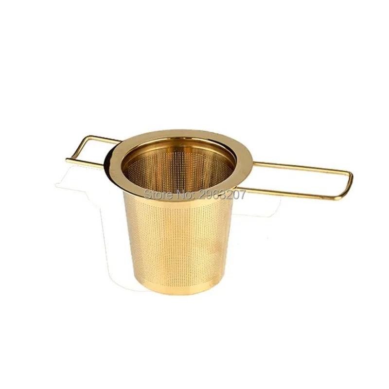 50pcs Luxury 304 Stainless Steel Gold Tea Strainer Folding Foldable Tea