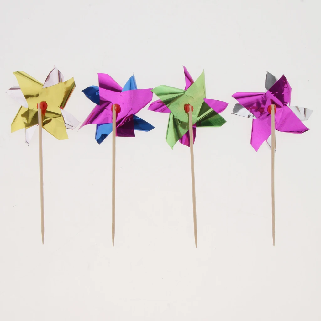 50 X Foil Windmill Fruit Sticks Cocktail Picks Sandwich Toothpicks Decor