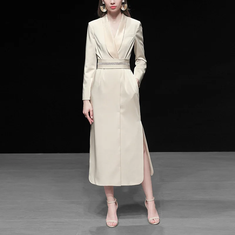 Runway Luxe Jurk Pakken Voor Vrouwen 2020 Hoge Kwaliteit Herfst Winter Elegante Lange Maxi Jurk Riem Kantoor Dame Formele Werk dragen Runway Luxe Jurk Pakken Voor Vrouwen 2020 Hoge Kwaliteit Herfst Winter Elegante Lange Maxi Jurk Riem Kantoor Dame Formele Werk dragen
