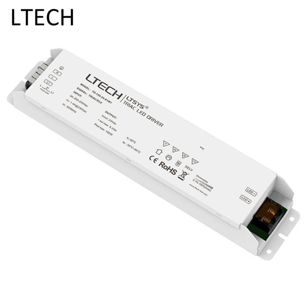 

New LTECH Led Triac Dimming Driver TD-150-24-E1M1; 100-240V input,Output 150W 24VDC constant voltage Triac Dimmable LED Driver