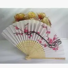 Свадебные сувениры складные wintersweet Шелковый Ручной Веер идеальный вечерние подарок