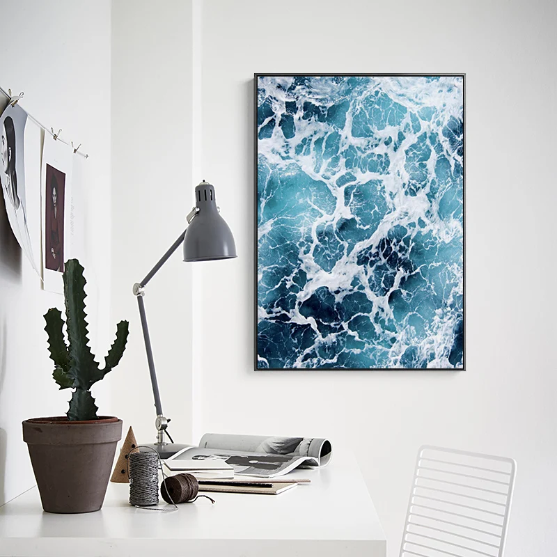 

Nordic Decoration Blue sea wall art Canvas Painting Prints Landscape Posters for Living Room Morden print Home Decor No Frame