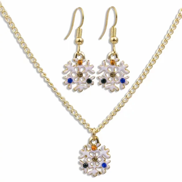 Christmas Set Series Inlay Color Crystal Rhinestone Snowflake Christmas Set Series Inlay Color Crystal Rhinestone Snowflake Earrings Necklace Pendant Women S New Year