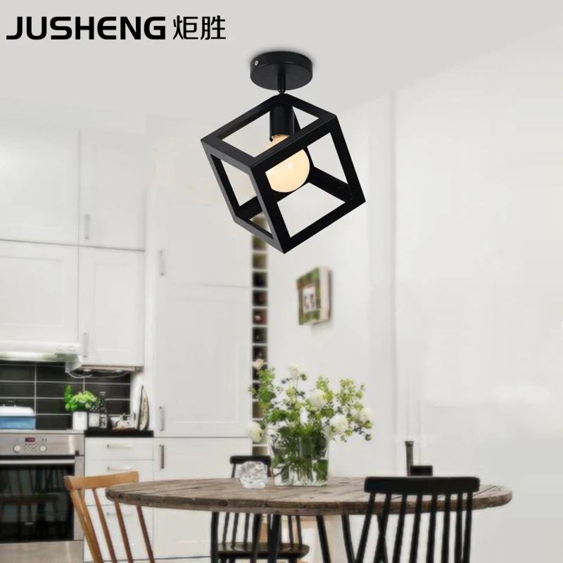 JUSHENG Nordic style black ceiling light with E27 Socket fashionable iron restaurant balcony study corridor ceiling lighting