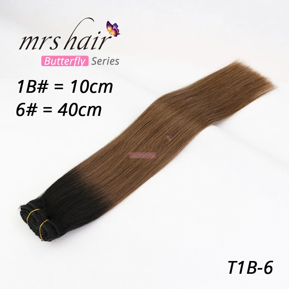 MRS HAIR, Омбре, человеческие волосы для наращивания на заколках, волосы для наращивания, блонд, натуральные волосы remy на заколках, прямые волосы на заколках - Цвет: # T1B/6