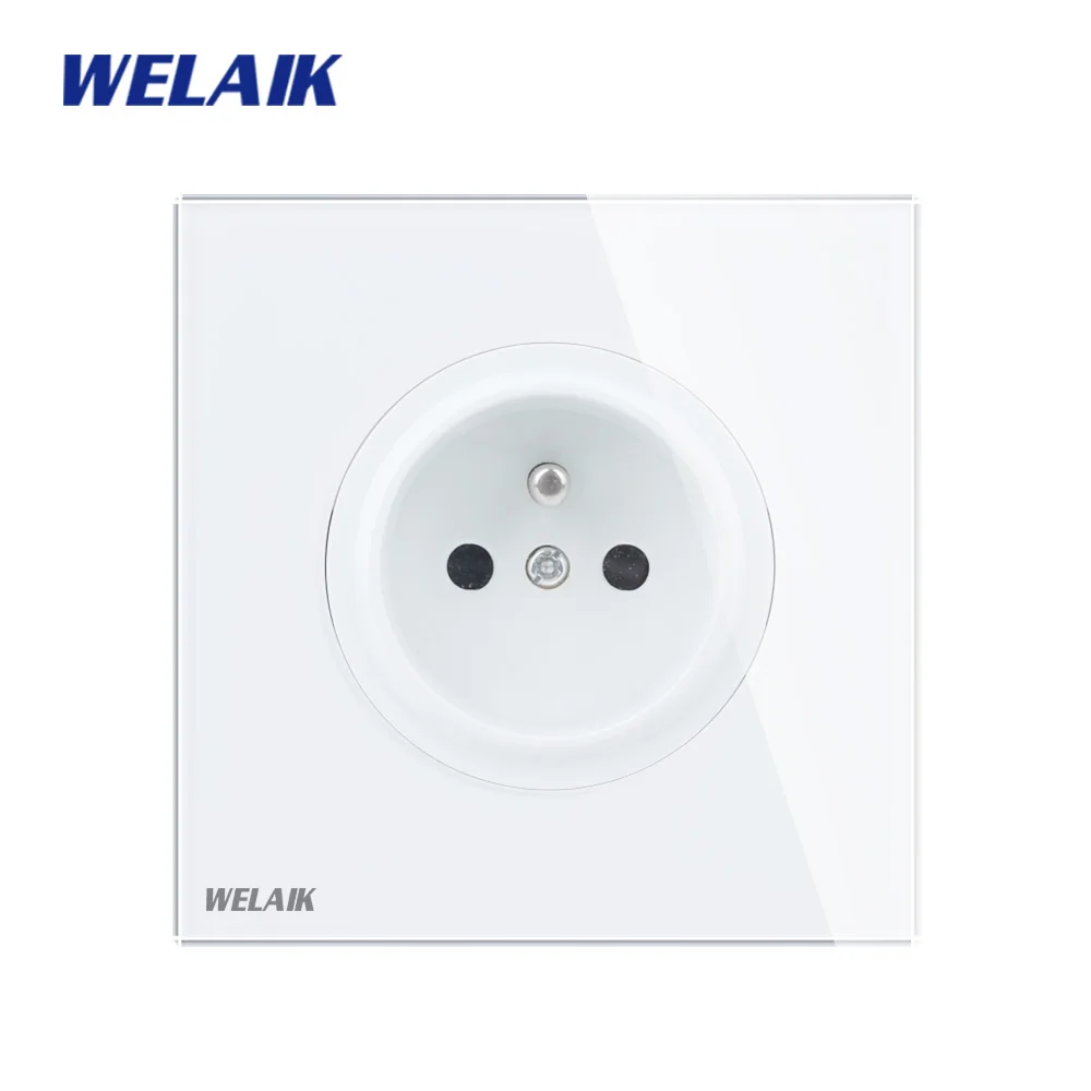 WELAIK закалка-стеклянная панель-Франция Wall-Power-Socket-16A Великобритания-стандарт B18FW