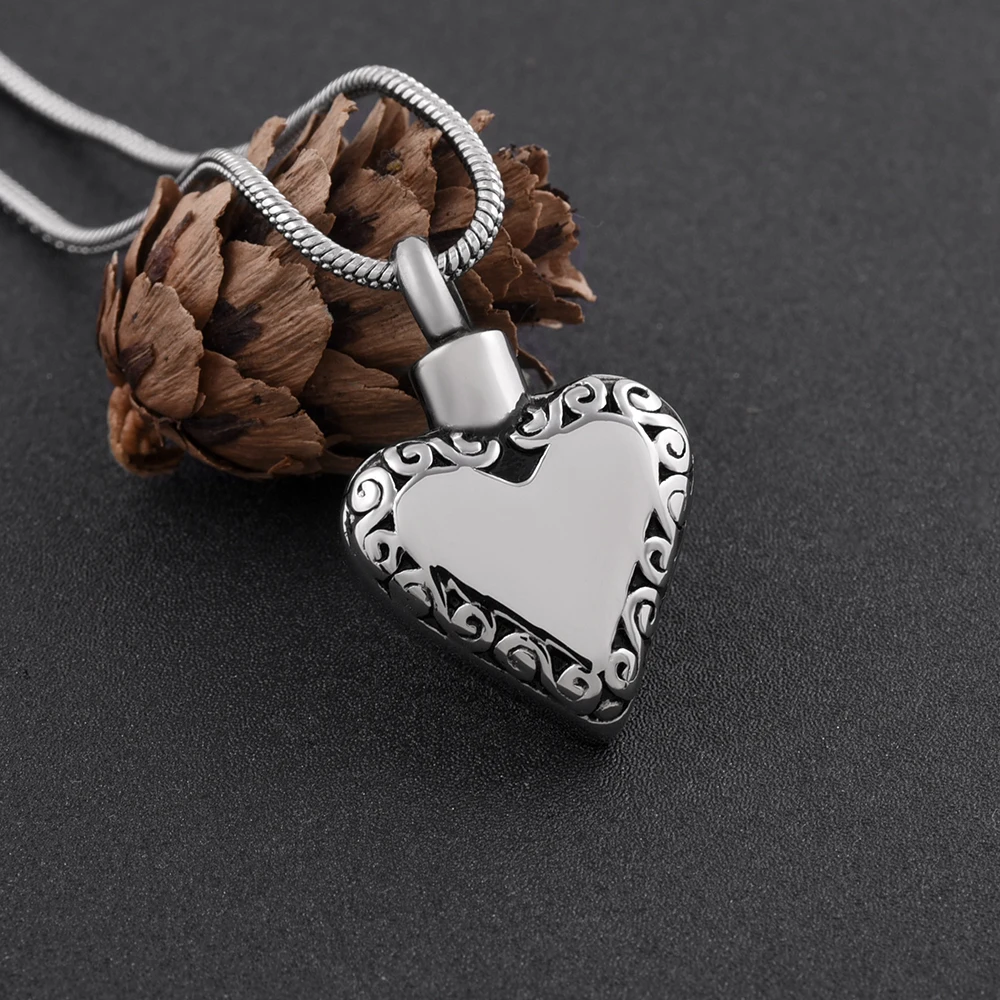 Memorial Ash Keepsake Pendant Necklace Stainless Steel Vintage Tone