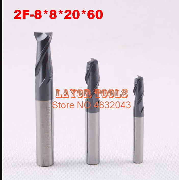 

2F-8*8*20*60,HRC50,Spiral Bit Milling Tools Carbide CNC flat End mills Router bits , the lathe tool,boring bar,cnc,machine