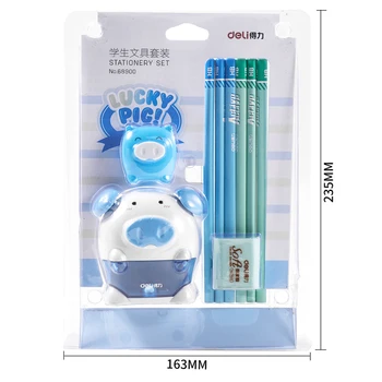 

stationery set including 6pcs pencils & one eraser & two pencil sharpener Primary school student new semester stationery gift