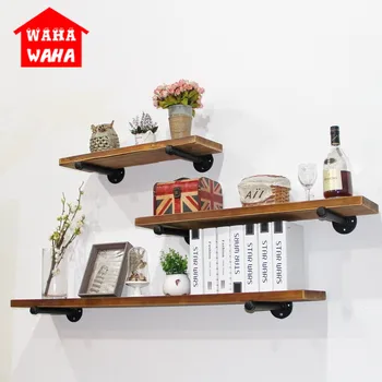 

Nordic Style Creative Solid Wood Wall Partition Shelf Living Room Wall Hanging Home Decoration Organizer, Craft Storage Shelf