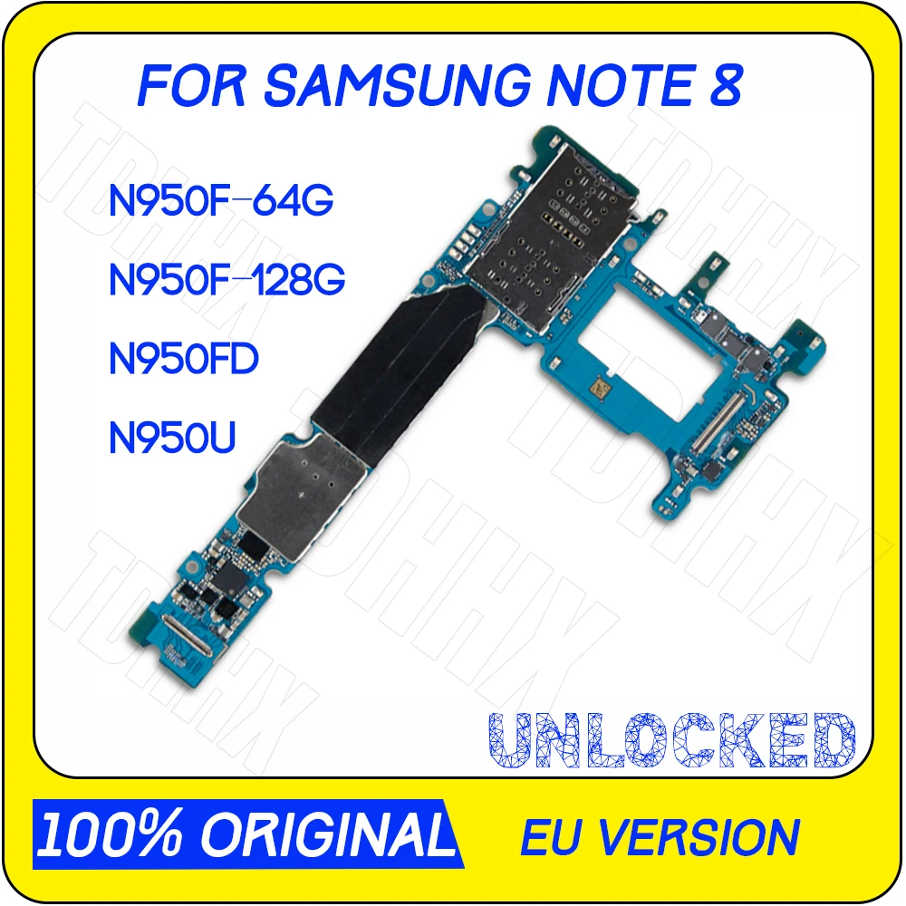Материнская плата для samsung Note 8 N950F N950FD N950U, 64 ГБ, полная функция, протестированная материнская плата, Разблокировка для SM-N950F, материнская плата