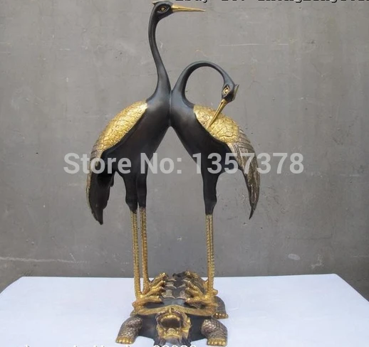 

shitou 00317 17"Royal Bronze 24K Gold Silver Lucky Red-crowned Crane on Dragon Turtle statue discount 30% (C0324)