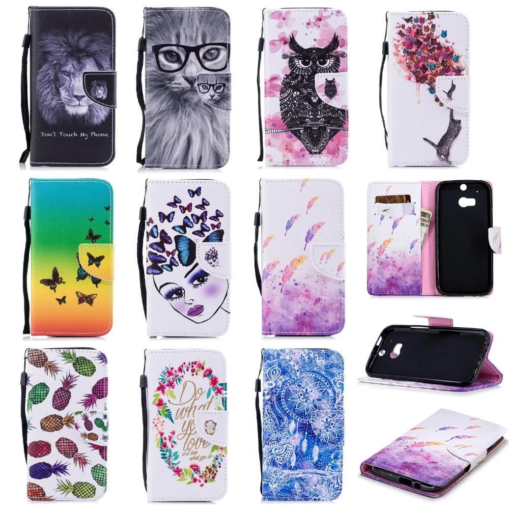 For HTC m8 case Wallet Stand Leather Cases for M8 Painting style Flip Cover Case | Мобильные телефоны и аксессуары