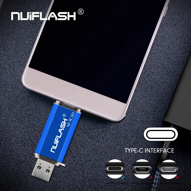 USB флеш-накопитель Nuiflash type-C, металлический флеш-накопитель, 64 ГБ, флешка, 32 ГБ, usb3.0, 128 ГБ, карта памяти micro usb, 16 ГБ, 8 ГБ, флэш-диск на ключ