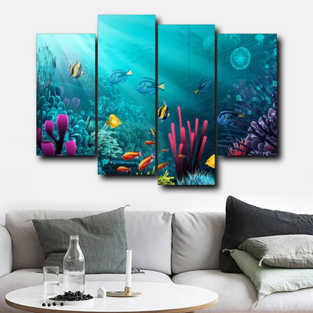 

Laeacco Underwater World Canvas Painting Posters and Prints Classic Wall Art Pictures Living Room Decor Nordic Home Decoration