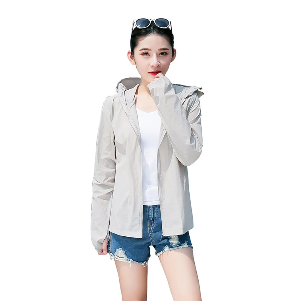 Женская летняя уличная быстросохнущая Солнцезащитная куртка плюс 3XL для походов, кемпинга, бега, рыбалки, водонепроницаемая куртка с защитой от УФ-излучения 713 - Цвет: Gray