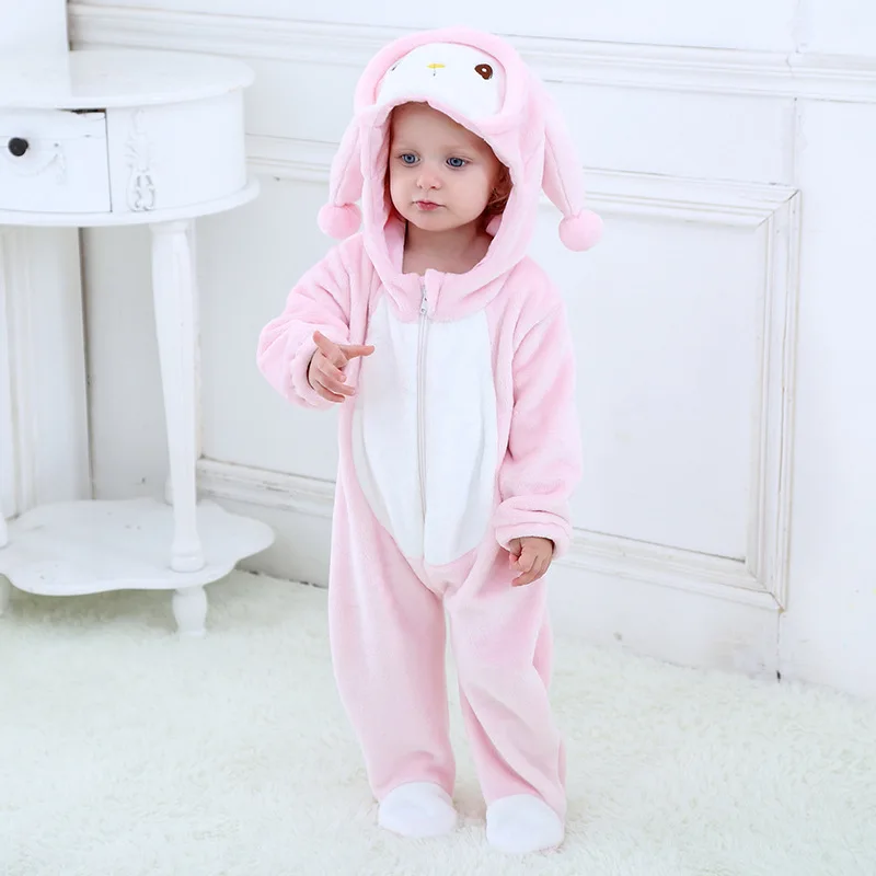 SAILEROAD Baby Girls Boys Winter Kigurumi Pajamas Cartoon Cute Rabbit Animal Onesies Kids Sleepwear Flannel Warm Jumpsuit Pijama