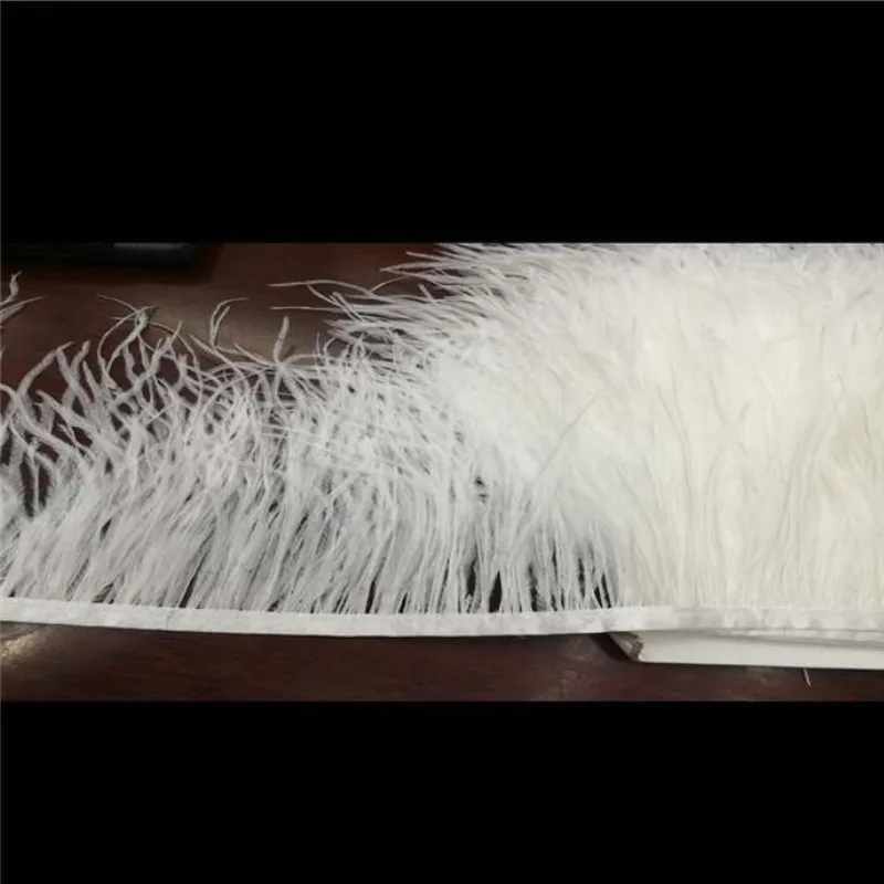 2 ярда/лот 6-8 дюймов дешевая лента для одежды со страусиными перьями отделка отбеленный белый натуральный страусовый отделка из перьев для юбки костюм платье