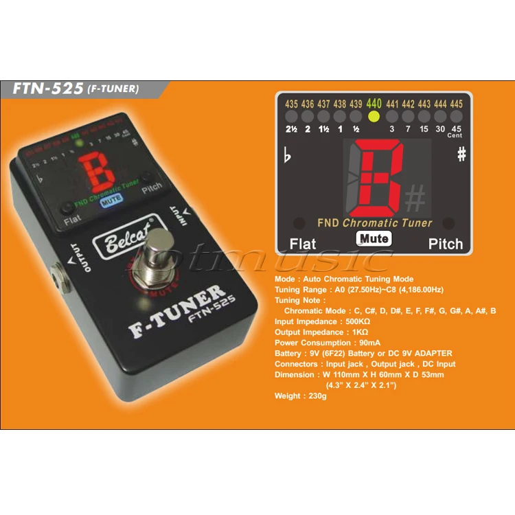 Подлинная Belcat FTN 525 педаль эффектов тюнер для гитары или бас by pass|pedal tuner|tuner for guitarfor