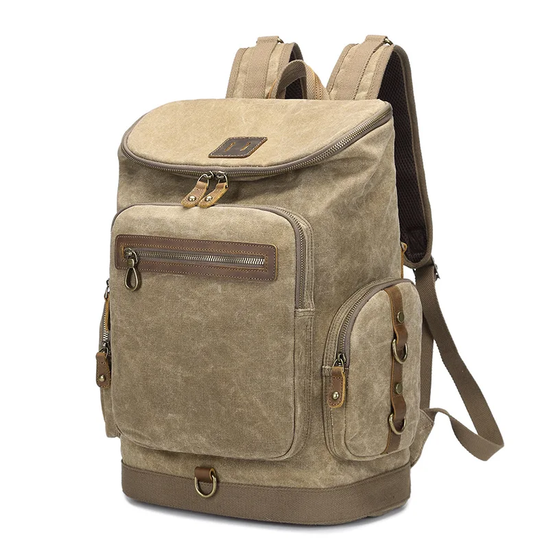 

New Student Vintage Backpack Travel Backpack Multifunction Rainproof Large Capacity Oil Wax high quality Canvas Laptop Backpack