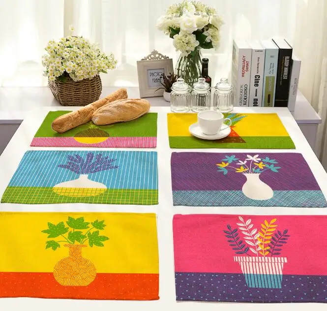 Buy 4Pcs/lot Printed Linen Placemat Place mat Table