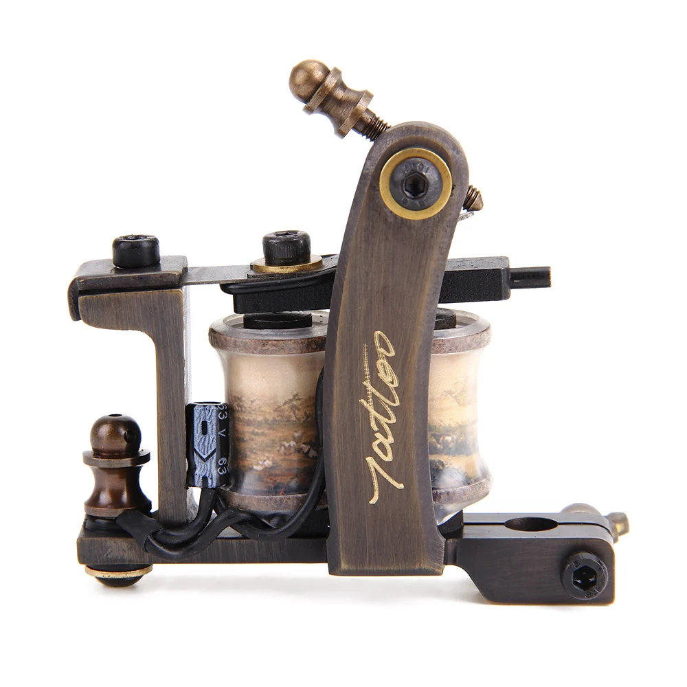 1x Professional handmade Copper Tattoo Machine 8 Wrap Coils Carved Shader Gun | Красота и здоровье
